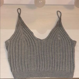 Grey sweater cropped tank